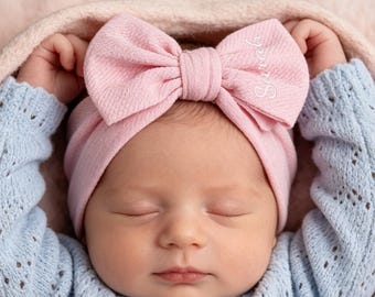 Fascia per capelli da neonata con fiocco ricamato personalizzato/ Fascia per capelli da neonata con nome personalizzato/ Regalo per baby shower/ Regalo per neonata/ Regalo per il primo compleanno di una bambina