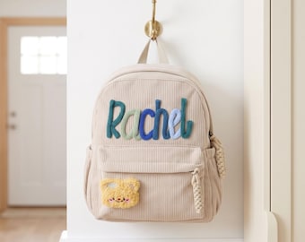 Personalized Backpacks With Name Gift/ Custom Corduroy Kids Backpack/ Corduroy Toddler School Bag/ Summer Camp Bag/ Preschool Backpack