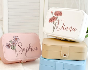 Personalized Jewelry Box, Printed Jewelry Case for Bridesmaid, Bridesmaid Proposal Gift, Travel jewelry box,Travel Jewelry Organizer for Her
