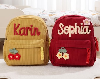 Personalized Corduroy Kids Backpack/ Custom Name Preschool Backpack/ Custom Name Toddler School Bag/ Back to School Gift/ Mini Backpack