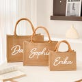 Personalized Bridesmaid Bags,BurlapTote Bags, Bridal shower bag, Bridesmaid Gift Bag, Beach Bag, Bachelorette Party Bags, Gift Bags,Jute Bag product logo
