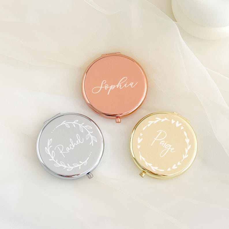 Customized Pocket Makeup Mirror, Beautiful Wedding Gift, Hen Party Gift