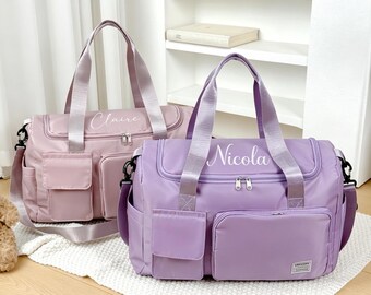 Borsa da viaggio minimalista personalizzata/ Borsa da palestra con iniziale ricamata personalizzata/ Borsa da viaggio per pernottamento/ Elegante regalo per il weekend/ Borsa sportiva da palestra