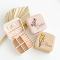 Personalized Floral Jewelry Storage, Unique Mothers Day Gift Jewelry Box, Custom Travel Jewelry Case, Birth Flower Jewelry Box, Gift for Her product logo