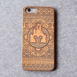 Disney castle wood Phone case for iPhone 15, 15 Plus, 15 Pro Max | iPhone 14 Pro Max, Mini | 13 Pro Max, 12 Mini | iPhone 11