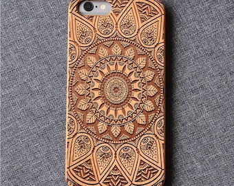 Mandala  wood Phone case for iPhone 15, 15 Plus, 15 Pro Max | iPhone 14 Pro Max, Mini | 13 Pro Max, 12 Mini | iPhone 11