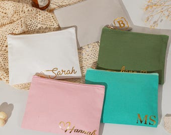 Personalized Makeup Bag with Name/ Bridesmaid Cosmetic Bags/ Custom Toiletry Bag/ Travel Essentials Organizer/ Party Favors/ Gifts for Mom