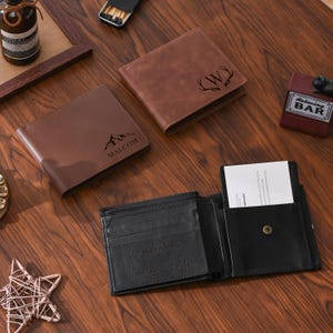 Personalized Handmade Leather Mens Wallet/ Anniversary Father's Day Gift/ Handwriting Engraved Custom Gift for Boyfriend Husband Dad Groom