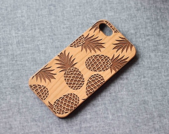 Coque de portable en bois d'ananas pour iPhone 15, 15 Plus, 15 Pro Max | iPhone 14 Pro Max, Mini | 13 modèles professionnels, 12 modèles miniatures | iPhone 11