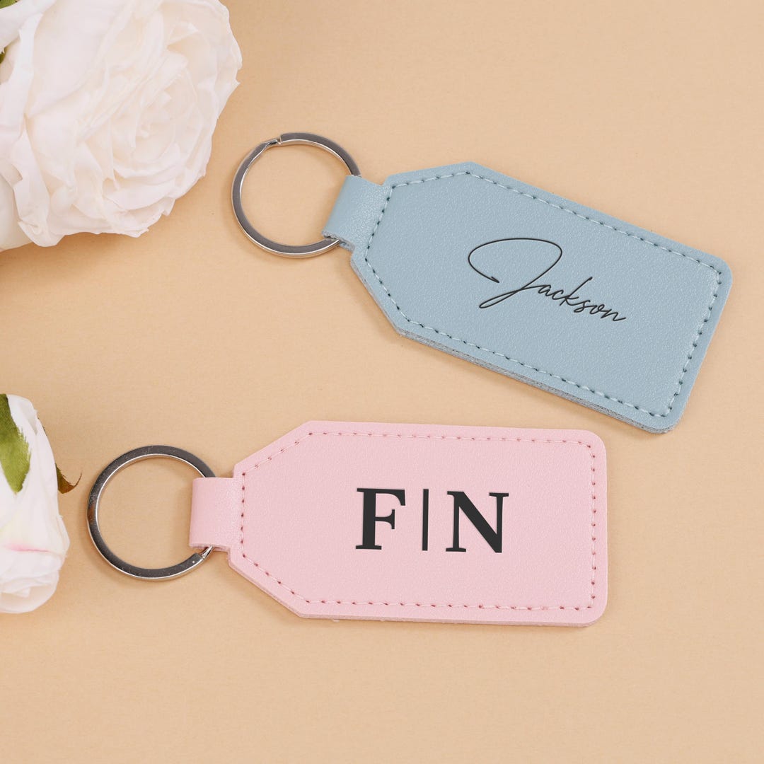 Personalized Engraved Leather Key Ring/ Custom Text Keychain for Men ...