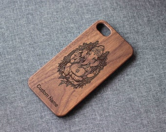 Coque de portable en bois d'éléphant de Ganesh pour iPhone 15, 15 Plus, 15 Pro Max | iPhone 14 Pro Max, Mini | 13 modèles professionnels, 12 modèles miniatures | iPhone 11