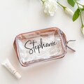Personalized Clear Makeup Bag, Clear Cosmetic Bag, Personalized Gifts, Bridesmaid Gift Idea, Travel Bag, Bachelorette Party Gifts, Wedding product logo