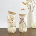 Personalized Birth Flower Tumbler With Name, Birth Flower Glass, Coffee Cup, Mothers Day, Bridesmaid Proposal, Party Favor, Gifts for Her product logo
