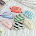 Personalized Embroidered Name Pouch for Flower Girl/ Custom Striped Makeup Bag/ Travel Toiletry Bags/ Bridesmaid Gift/ Christmas Gift Pouch product logo