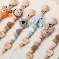 Personalized Name Pacifier Clip With Animal/ Custom Baby Shower Gift/ Babygirl Binky Holder/ Newborn Gift/ Wooden Pacifier Clip With Heart product logo
