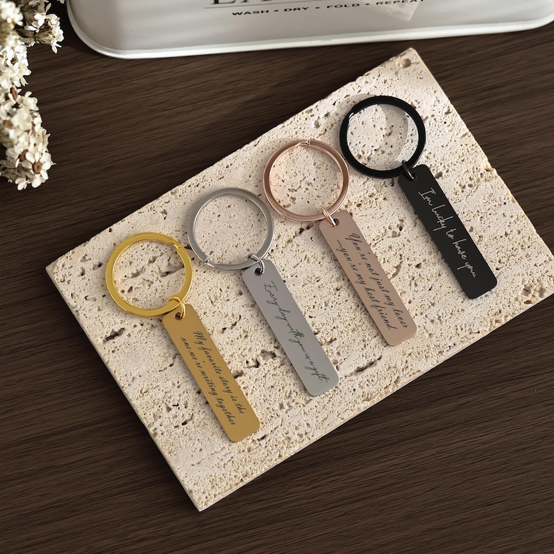 Rectangular Engraved Key Rings Personalized Engraved Stainless Steel Keychain/ Personalized Rectangle ...
