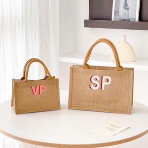 Personalized Jute Tote Bag, Beach Bag, Shadow Monogram Bag, Custom Burlap Bag, Girls Trip Gift, Bridesmaid Gift, Bachelorette Gift, Wedding