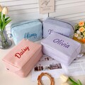 Personalized Embroidered Name Seersucker Makeup Bag/ Bridesmaid Makeup Bag/ Monogrammed Toiletry Bag/ Monogramed Makeup Bag/ Bridesmaid Gift product logo