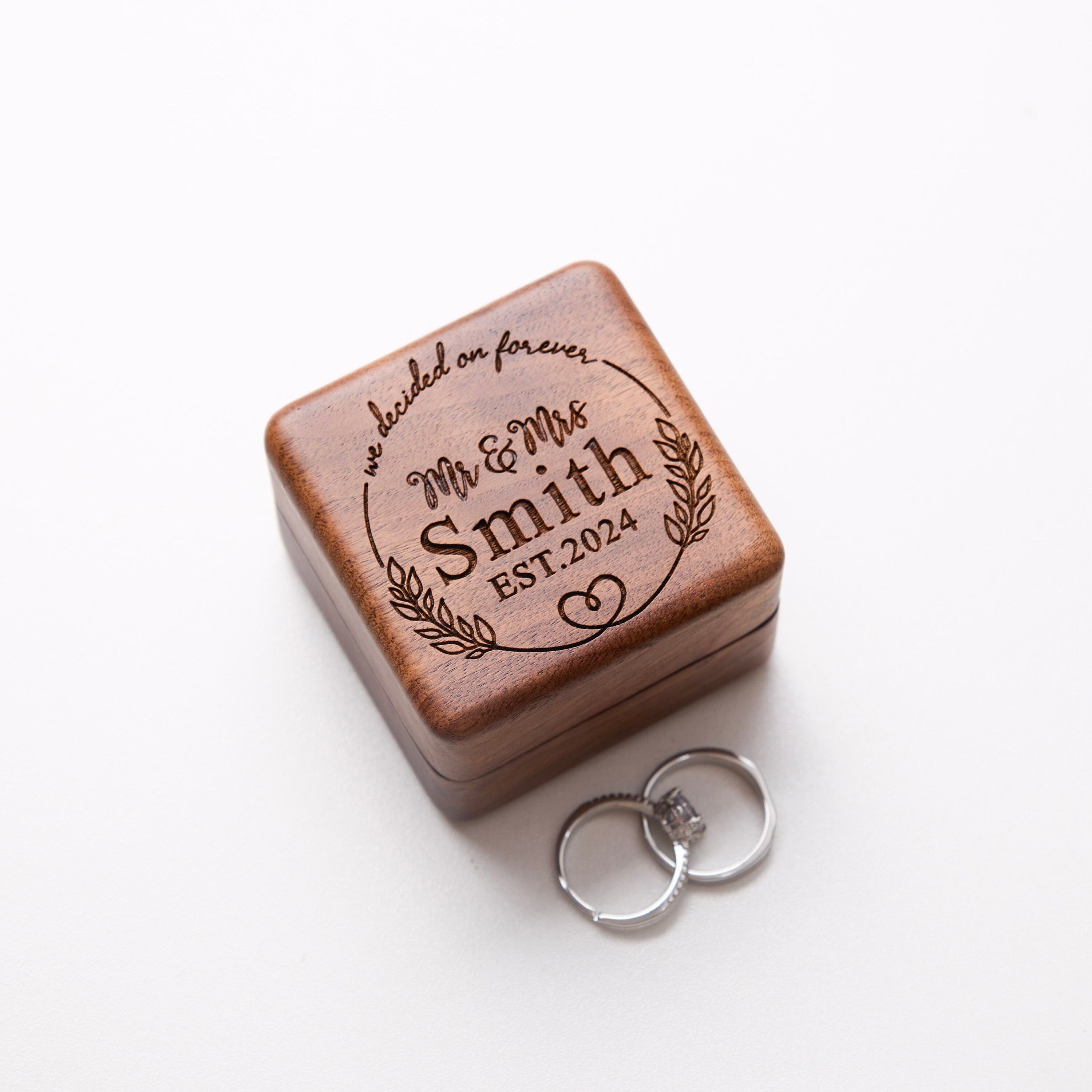 Écrin à Bague En Velours Noir - Boîte Cadeau Pour Fiançailles Ou Mariage - Avec Petit Sac En Flanelle De Protection - 4