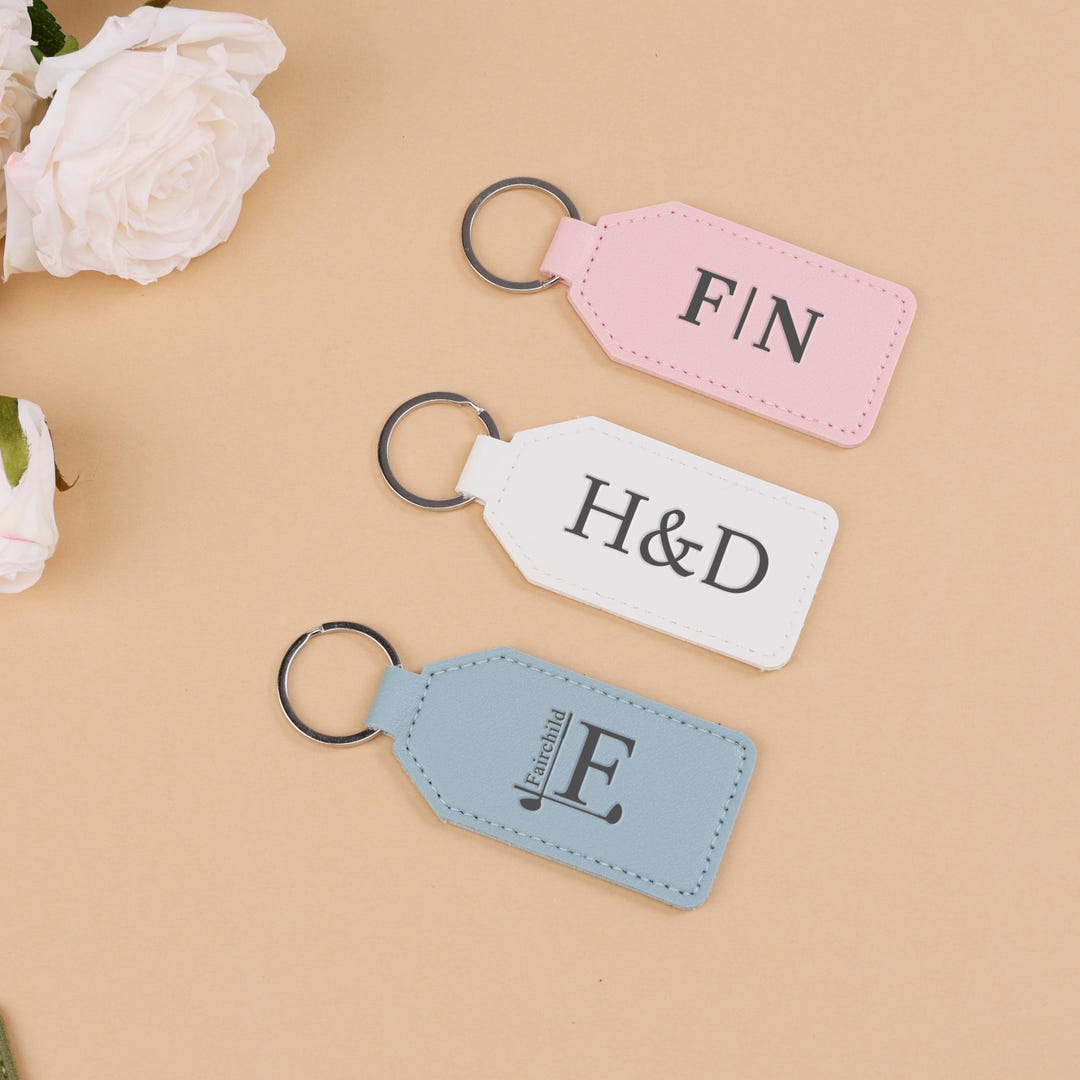 Personalized Engraved Leather Key Ring/ Custom Text Keychain for Men ...