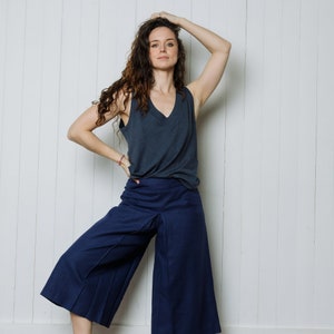 Linen Palazzo Pants / Loose Wide Leg Linen Trousers / MITS 