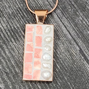 Copper Mosaic Pendant with Freshwater Pearls and Handmade Ceramic Tile