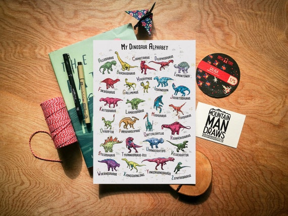 My Dinosaur Alphabet Print - Customisation Available