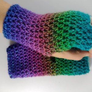 Witchy Wrist Warmers / mermaid gloves / rainbow arm warmers / fingerless mittens LAST CHANCE image 5