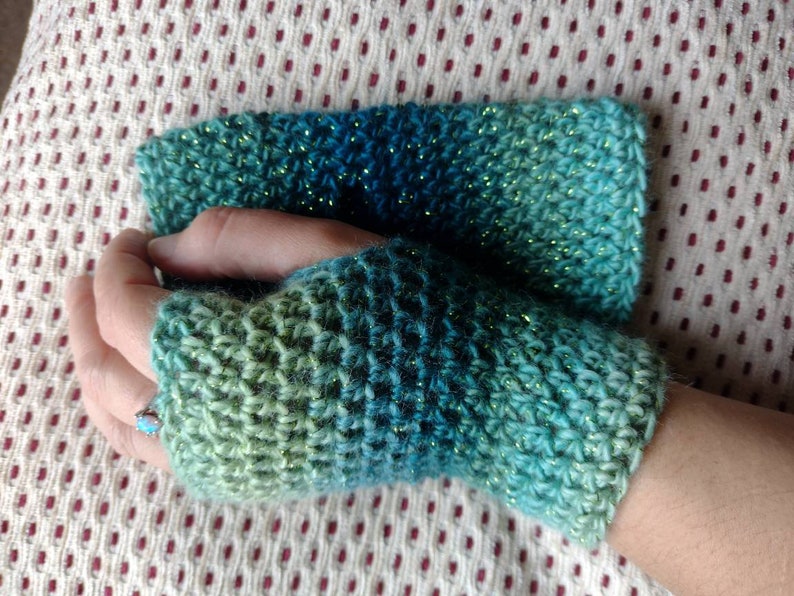 Witchy Wrist Warmers / mermaid gloves / rainbow arm warmers / fingerless mittens LAST CHANCE image 3