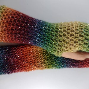 Witchy Wrist Warmers / mermaid gloves / rainbow arm warmers / fingerless mittens LAST CHANCE image 6