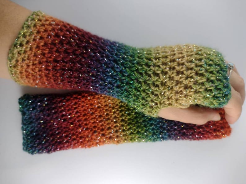 Witchy Wrist Warmers / mermaid gloves / rainbow arm warmers / fingerless mittens LAST CHANCE 画像 6