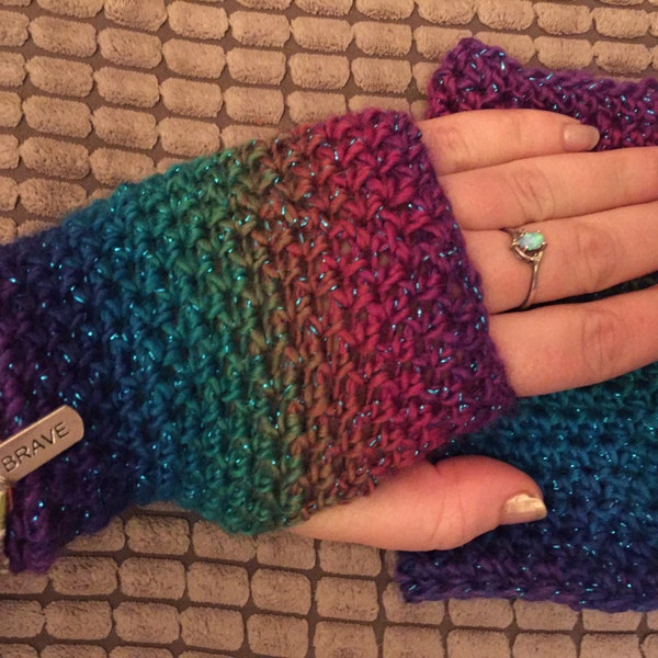 Witchy Wrist Warmers / mermaid gloves / rainbow arm warmers / fingerless mittens **LAST CHANCE**