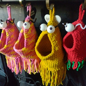 Crochet monster storage and plant hangers