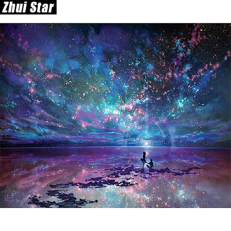 5D Diamond Painting Kit,Diamond Painting Stars Ocean Love Night,Beads Cross Stitch,Embroidery,Diamond Mosaic,Full Drill Square,Worldwide