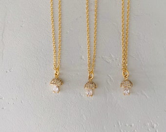Mini Diamond Mushroom Necklace