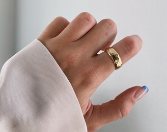 Gold Stamped Statement Adjustable Ring