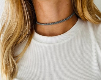 Braided Leather Choker Necklace