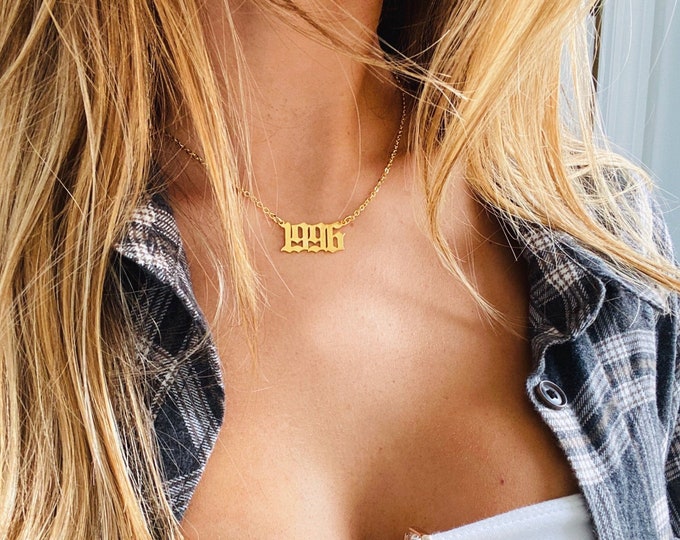 Featured listing image: Gold Birth Year Necklace, Year Necklace