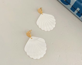 Large Pearl Shell Statement Earrings