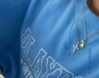 Pearl Beaded Cross Pendant Necklace
