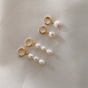 Freshwater Pearl Huggie Earrings