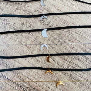 Moon Choker Necklace, Crescent Horn Choker Necklace, Dainty Charm Choker image 2