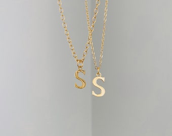 Gold Carved Letter Necklace