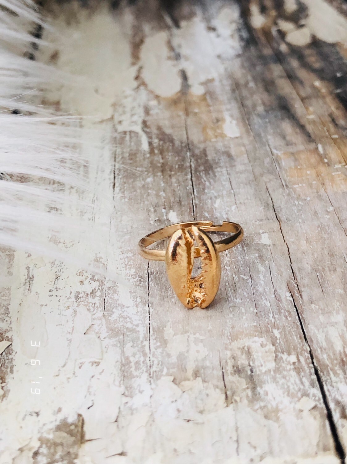 Gold Seashell Adjustable Ring