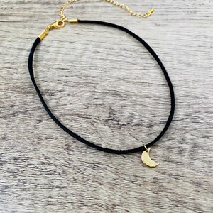 Moon Choker Necklace, Crescent Horn Choker Necklace, Dainty Charm Choker image 7