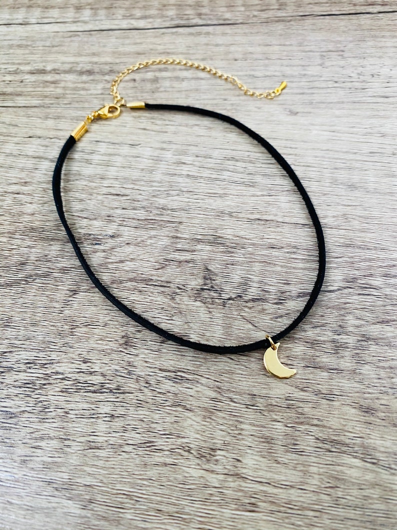 Moon Choker Necklace, Crescent Horn Choker Necklace, Dainty Charm Choker image 7