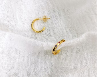 Rainbow Star Dot Mini Hoop Earrings