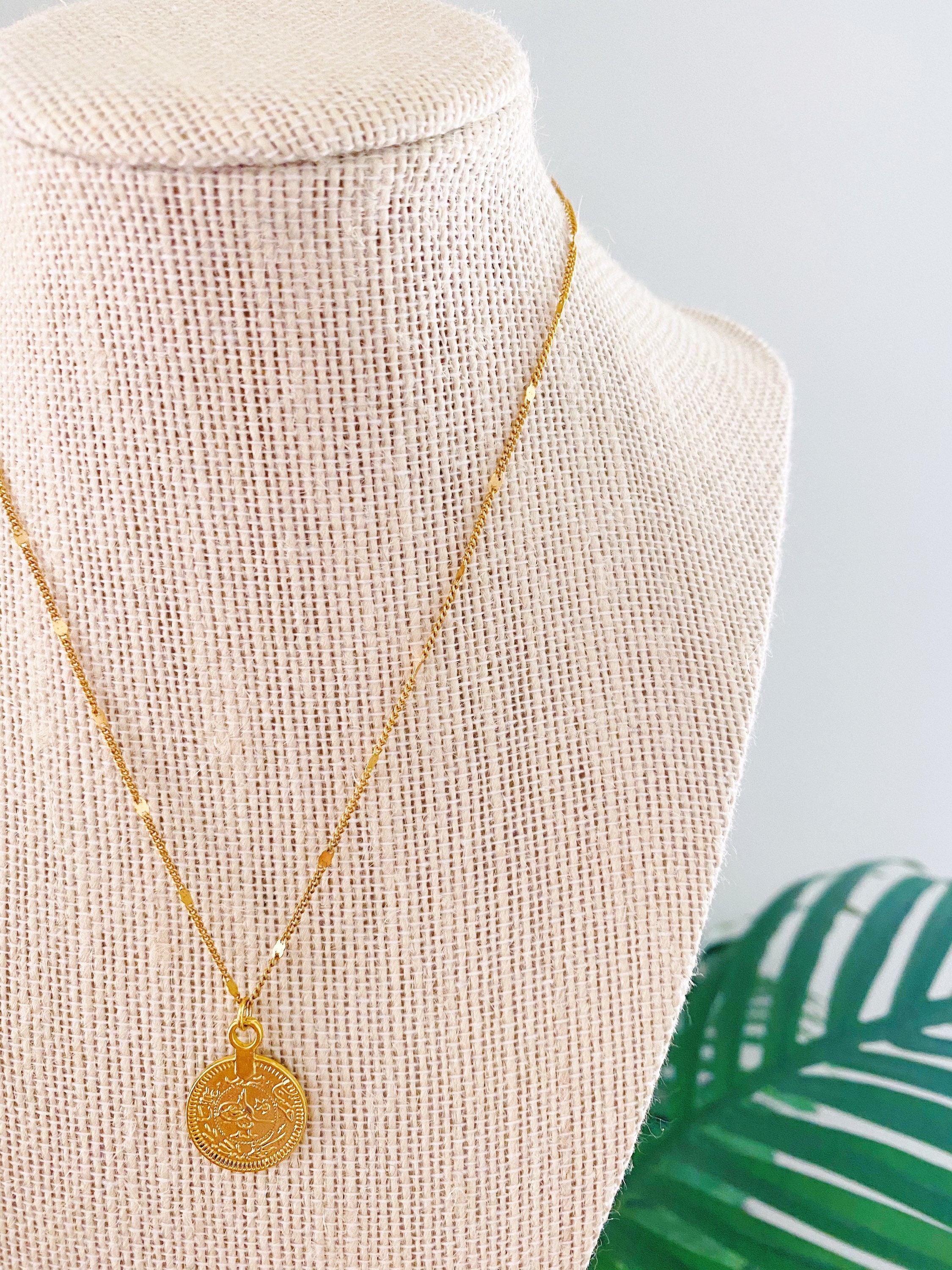 Gold Goddess Coin Necklace