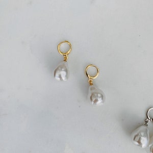 Natural Pearl Huggie Earrings image 6