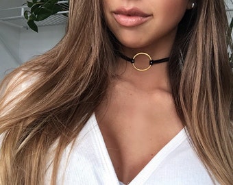 Gold Circle Choker, Silver Circle Choker, Ring Choker, Gold Ring Choker Necklace, Silver Ring Choker Necklace